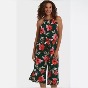 NWT Maggy London Lottie Crop Green Floral Sleeveless Jumpsuit Size 8 MSRP $110